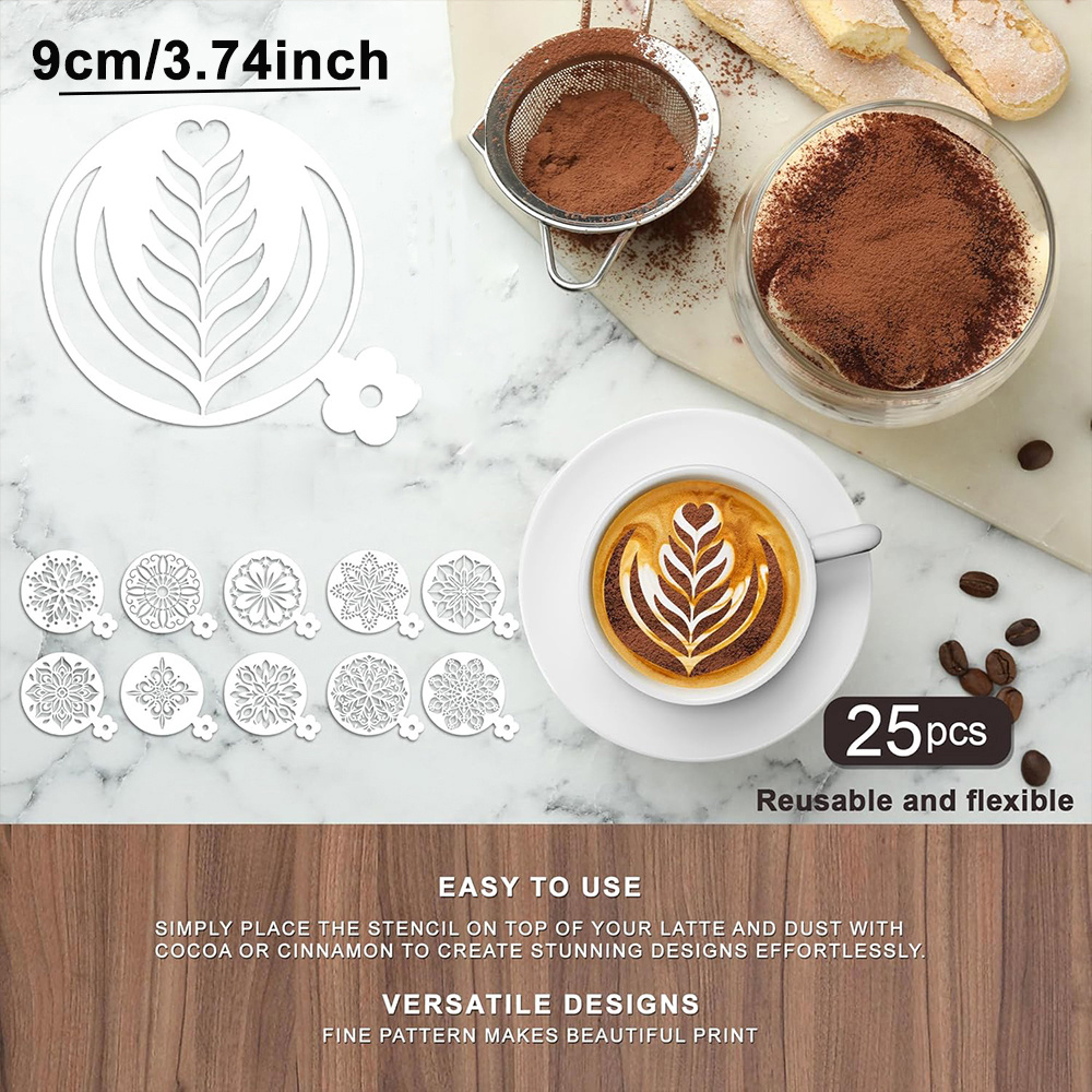 25Pcs Cake Stencil Set Food Gr - đánh giá và giá Coffee Shop Equipment